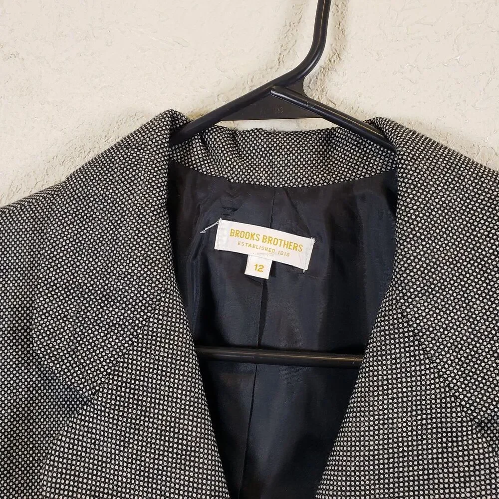 Vtg Brooks Brothers Gray 100% Wool Overcoat Trench Chesterfield Women's Size 12